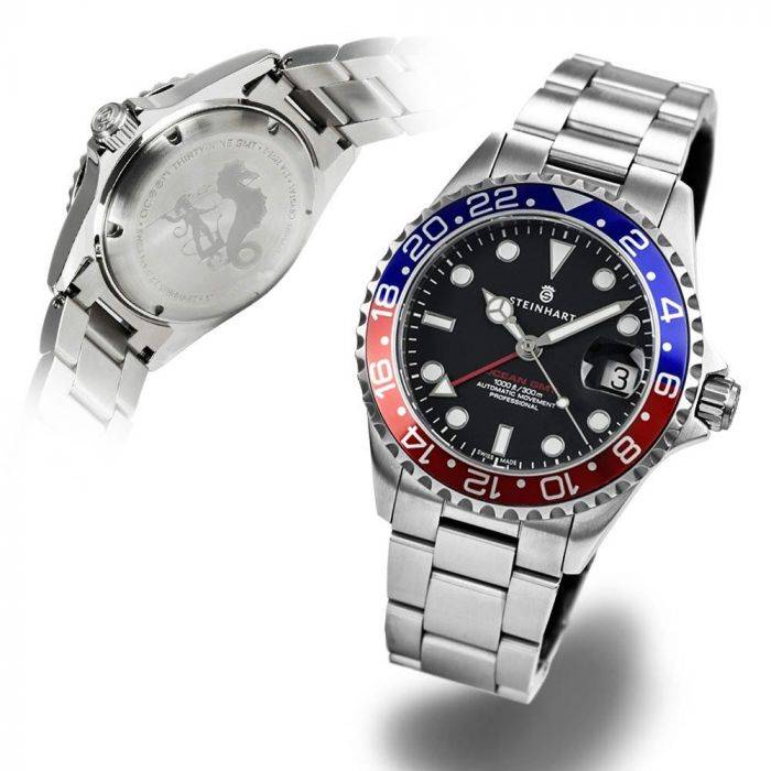 Steinhart Ocean 39 GMT BLUE-RED Taucheruhr