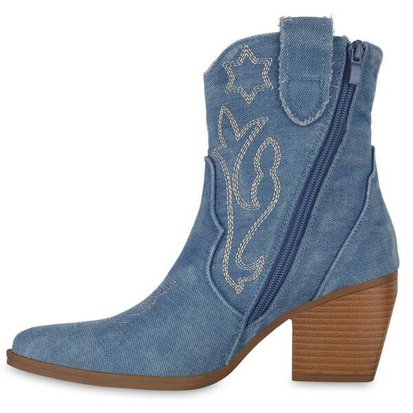 Stiefelparadies Damen Cowboy Boots in Hellblau Denim