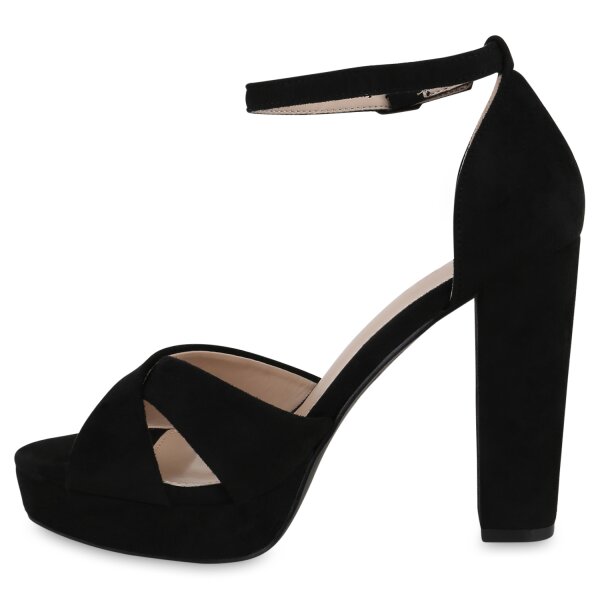 Stiefelparadies Damen High Heels in Schwarz Velours