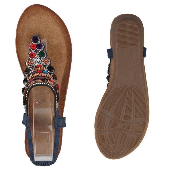 Stiefelparadies Damen Keilsandaletten In Dunkelblau