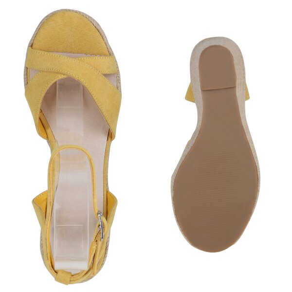 Stiefelparadies Damen Keilsandaletten In Dunkelgelb