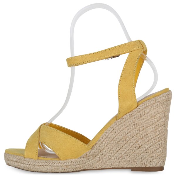 Stiefelparadies Damen Keilsandaletten in Dunkelgelb