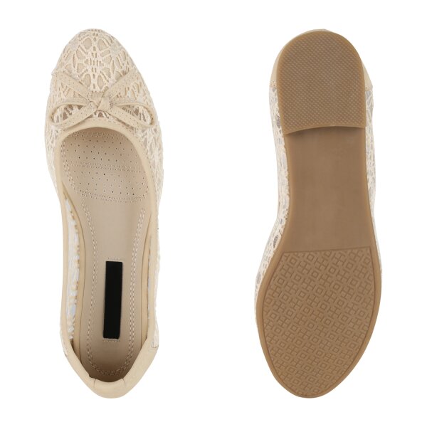Stiefelparadies Damen Klassische Ballerinas In Creme