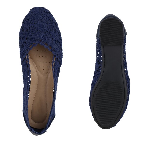 Stiefelparadies Damen Klassische Ballerinas In Dunkelblau