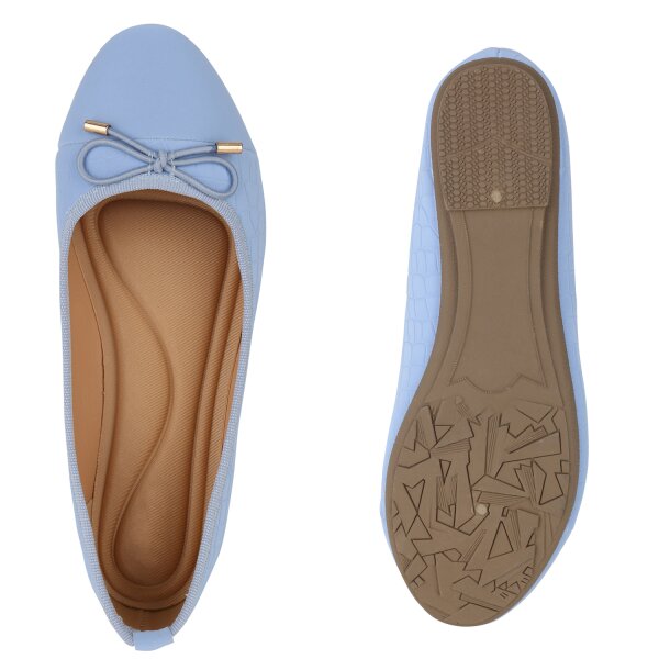 Stiefelparadies Damen Klassische Ballerinas In Hellblau Kroko