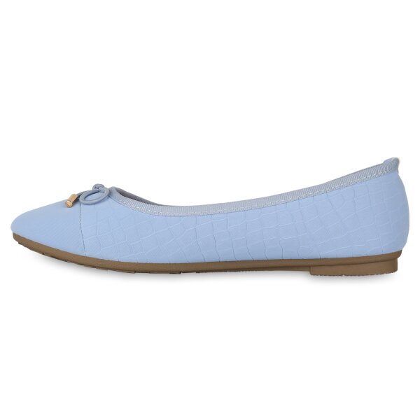 Stiefelparadies Damen Klassische Ballerinas in Hellblau Kroko
