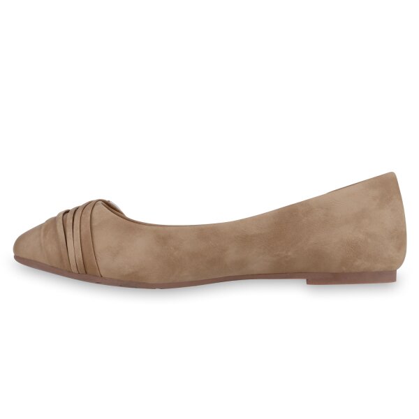 Stiefelparadies Damen Klassische Ballerinas in Hellbraun