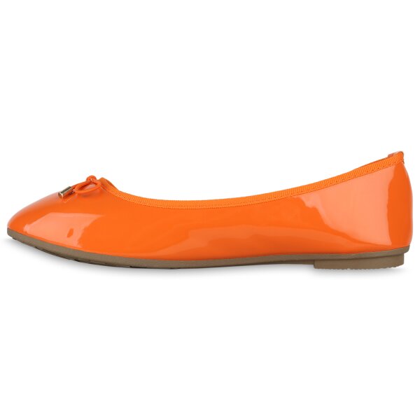Stiefelparadies Damen Klassische Ballerinas in Orange Lack