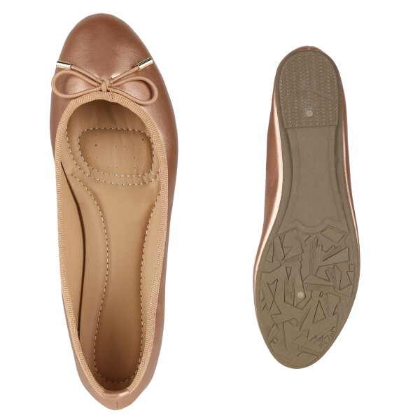 Stiefelparadies Damen Klassische Ballerinas In Rose Gold