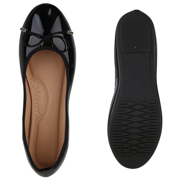 Stiefelparadies Damen Klassische Ballerinas In Schwarz Lack
