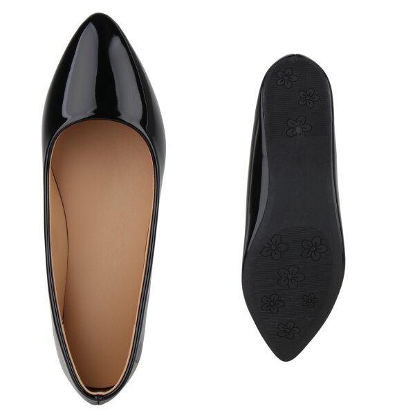 Stiefelparadies Damen Klassische Ballerinas In Schwarz Lack