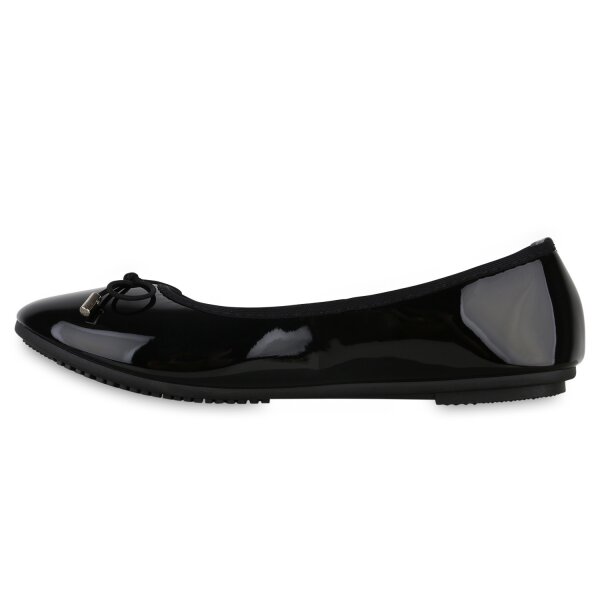 Stiefelparadies Damen Klassische Ballerinas in Schwarz Lack
