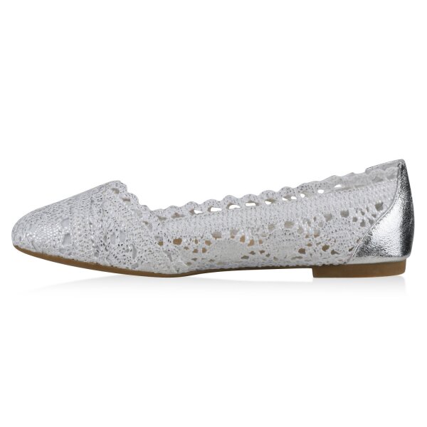 Stiefelparadies Damen Klassische Ballerinas in Silber