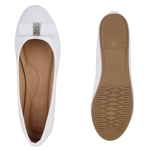 Stiefelparadies Damen Klassische Ballerinas In Weiss