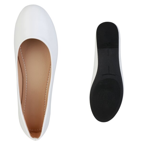 Stiefelparadies Damen Klassische Ballerinas In Weiss