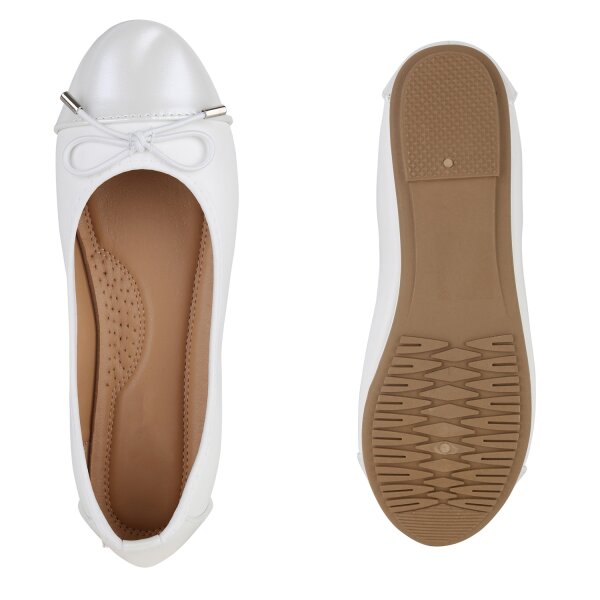 Stiefelparadies Damen Klassische Ballerinas In Weiss Lack