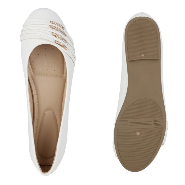 Stiefelparadies Damen Klassische Ballerinas In Weiss