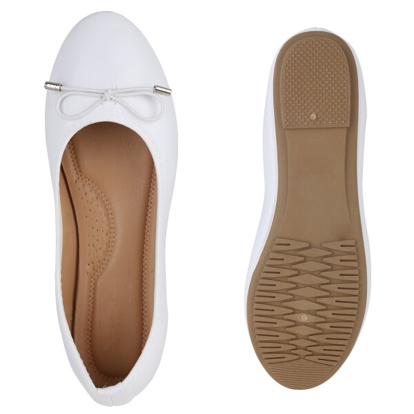 Stiefelparadies Damen Klassische Ballerinas In Weiss