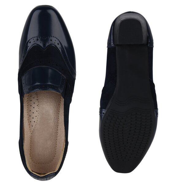 Stiefelparadies Damen Klassische Pumps In Dunkelblau Lack