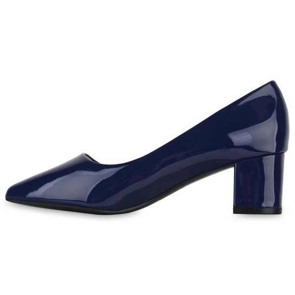 Stiefelparadies Damen Klassische Pumps in Dunkelblau Lack