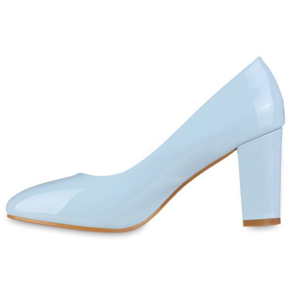 Stiefelparadies Damen Klassische Pumps in Hellblau Lack