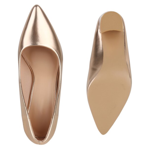Stiefelparadies Damen Klassische Pumps In Rose Gold