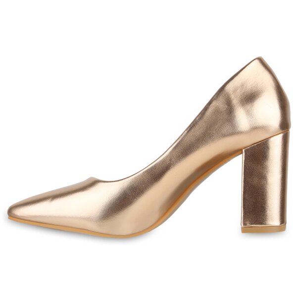 Stiefelparadies Damen Klassische Pumps in Rose Gold