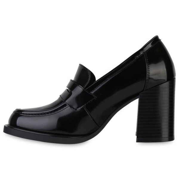 Stiefelparadies Damen Klassische Pumps in Schwarz Lack