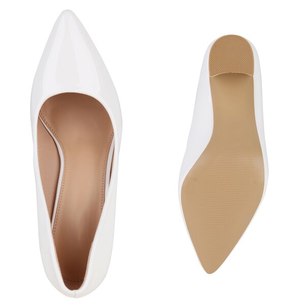 Stiefelparadies Damen Klassische Pumps In Weiss Lack