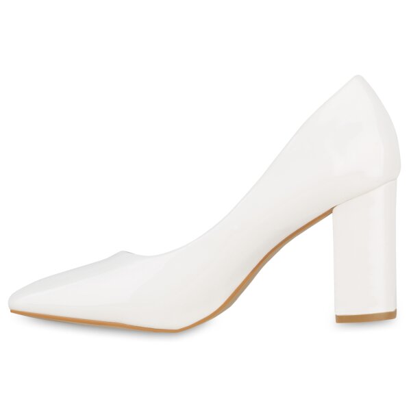 Stiefelparadies Damen Klassische Pumps in Weiss Lack