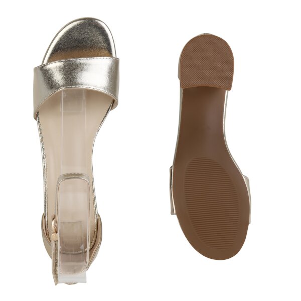 Stiefelparadies Damen Klassische Sandaletten In Gold