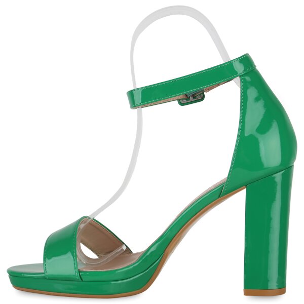 Stiefelparadies Damen Klassische Sandaletten in Grün Lack