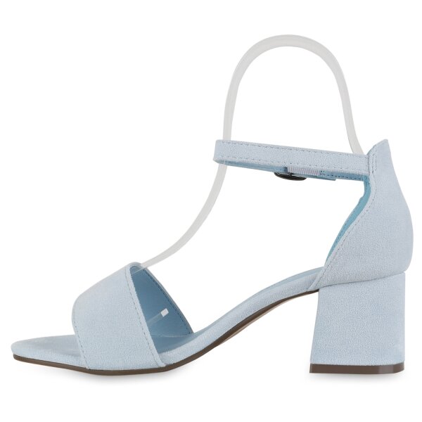 Stiefelparadies Damen Klassische Sandaletten in Hellblau Velours