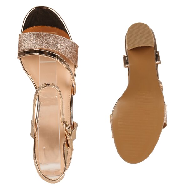 Stiefelparadies Damen Klassische Sandaletten In Rose Gold