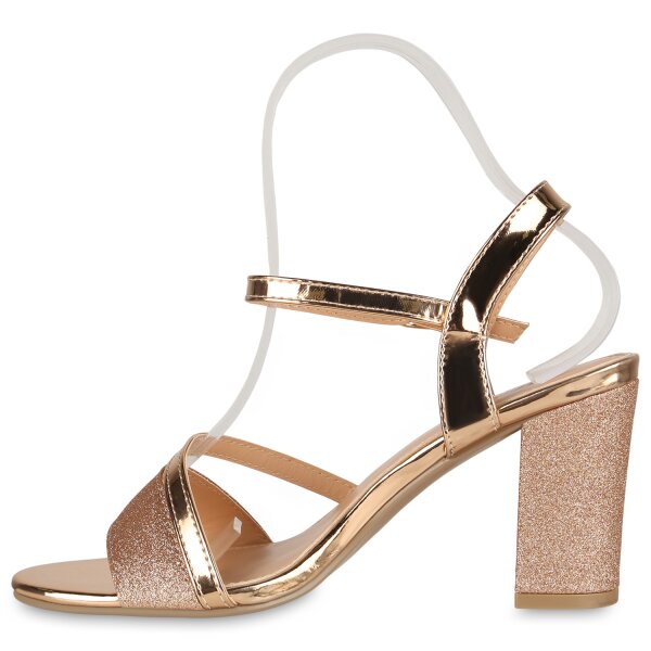 Stiefelparadies Damen Klassische Sandaletten in Rose Gold