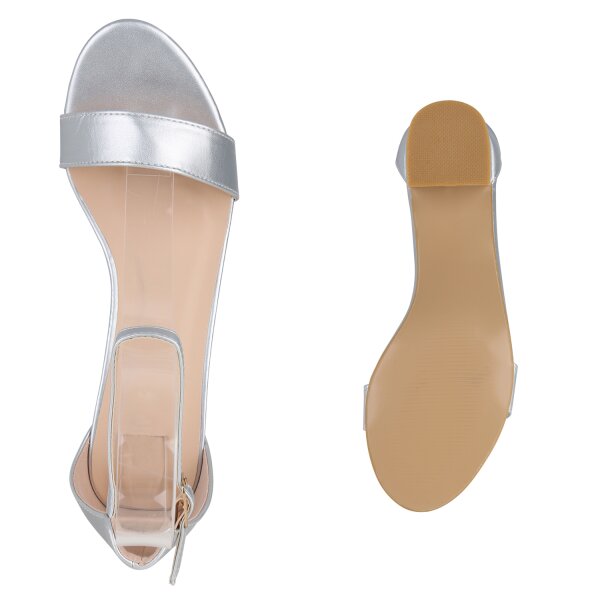 Stiefelparadies Damen Klassische Sandaletten In Silber