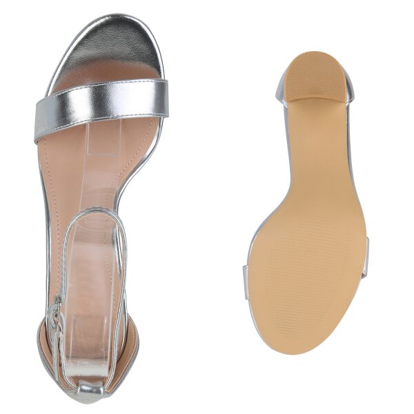 Stiefelparadies Damen Klassische Sandaletten In Silber