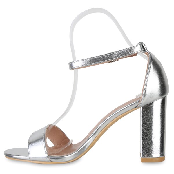 Stiefelparadies Damen Klassische Sandaletten in Silber