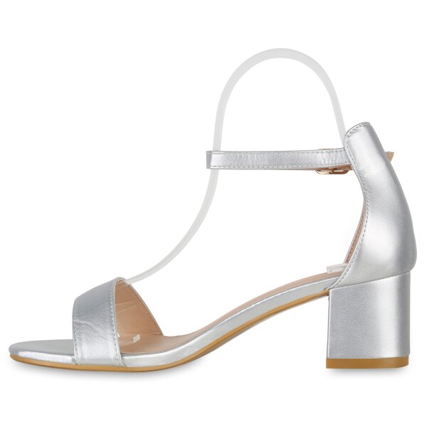 Stiefelparadies Damen Klassische Sandaletten in Silber