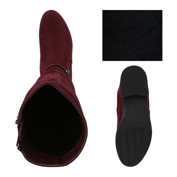 Stiefelparadies Damen Klassische Stiefel In Dunkelrot