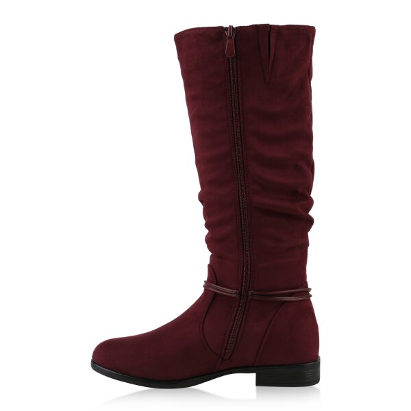 Stiefelparadies Damen Klassische Stiefel in Dunkelrot