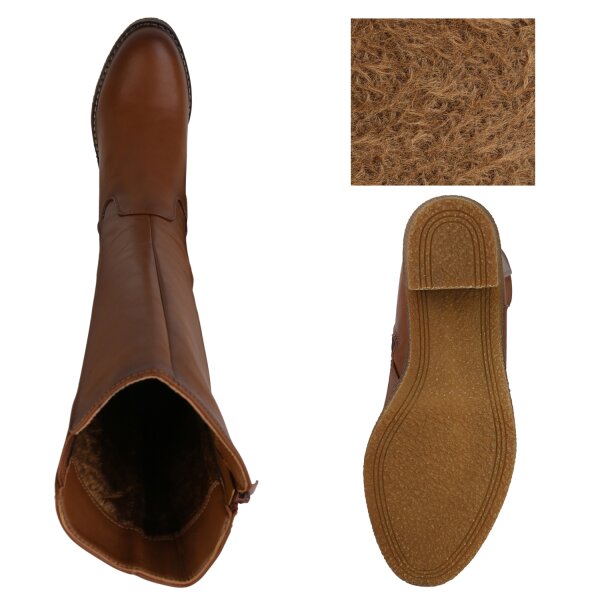 Stiefelparadies Damen Klassische Stiefel In Hellbraun