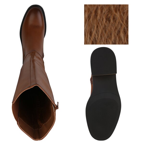 Stiefelparadies Damen Klassische Stiefel In Hellbraun