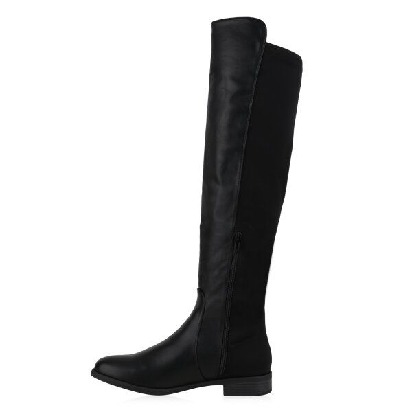 Stiefelparadies Damen Klassische Stiefel in Schwarz PU