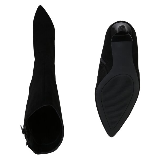 Stiefelparadies Damen Klassische Stiefel In Schwarz Velours