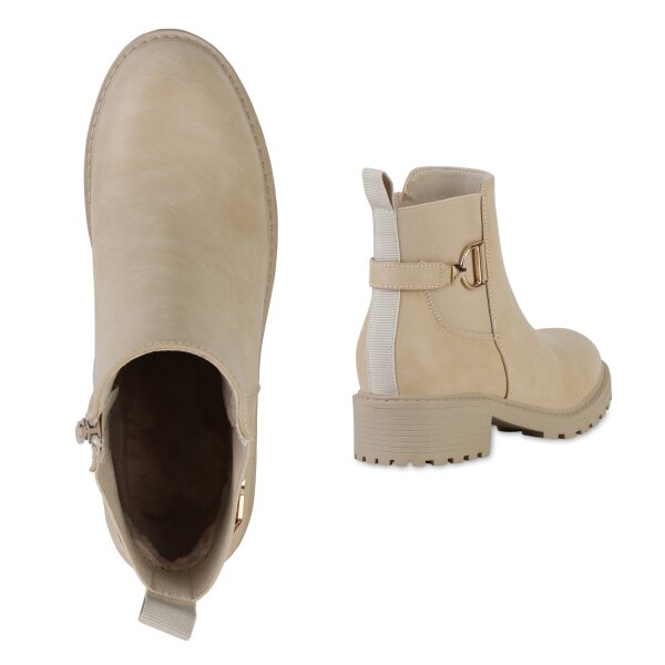 Stiefelparadies Damen Klassische Stiefeletten In Beige