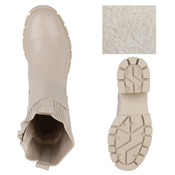 Stiefelparadies Damen Klassische Stiefeletten In Beige