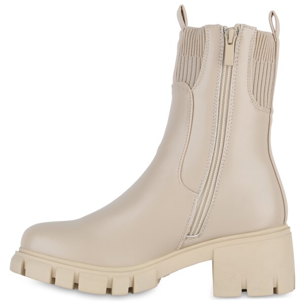 Stiefelparadies Damen Klassische Stiefeletten in Beige
