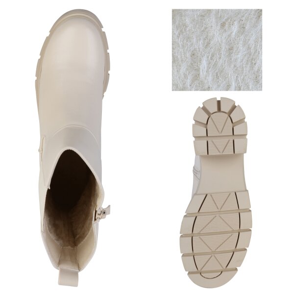 Stiefelparadies Damen Klassische Stiefeletten In Beige