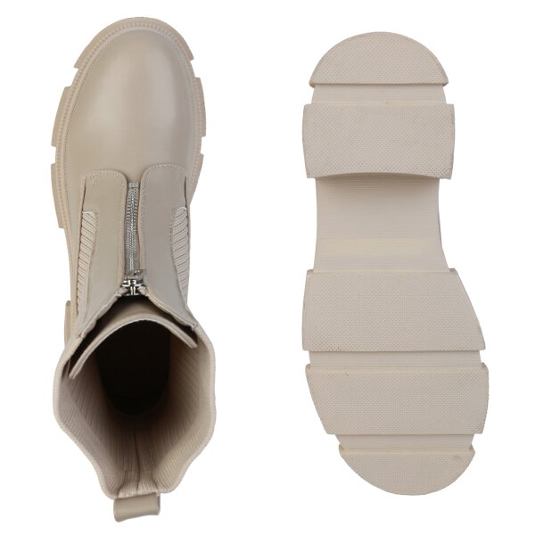 Stiefelparadies Damen Klassische Stiefeletten In Beige